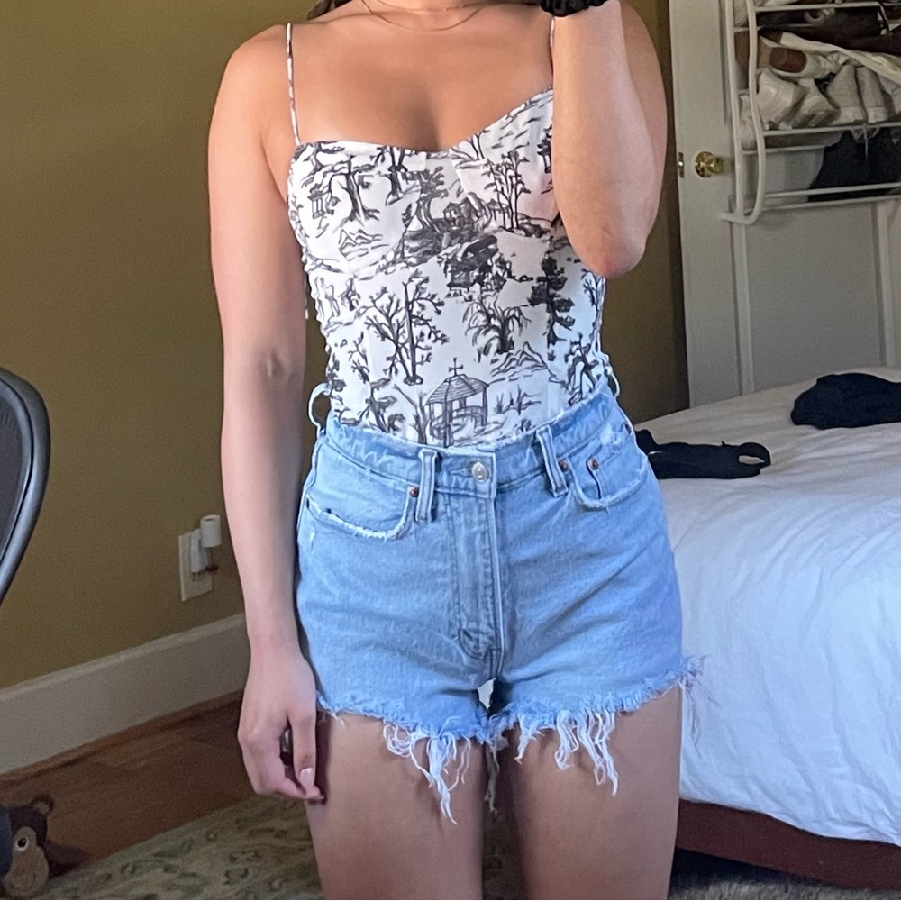 A&F curve love mom short high rise denim shorts